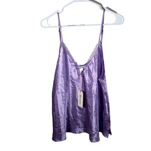 University Club Tank Top Women's XL Purple Lace Cami Sleeveless Sleep